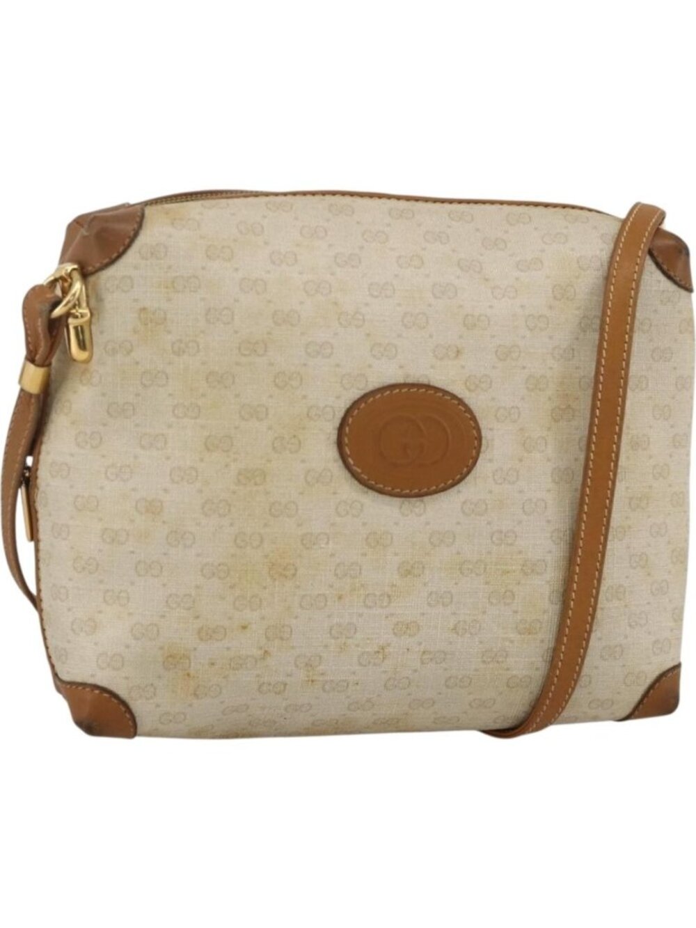 GUCCI Micro GG Supreme Shoulder Bag PVC Beige Gold 007 104 4916